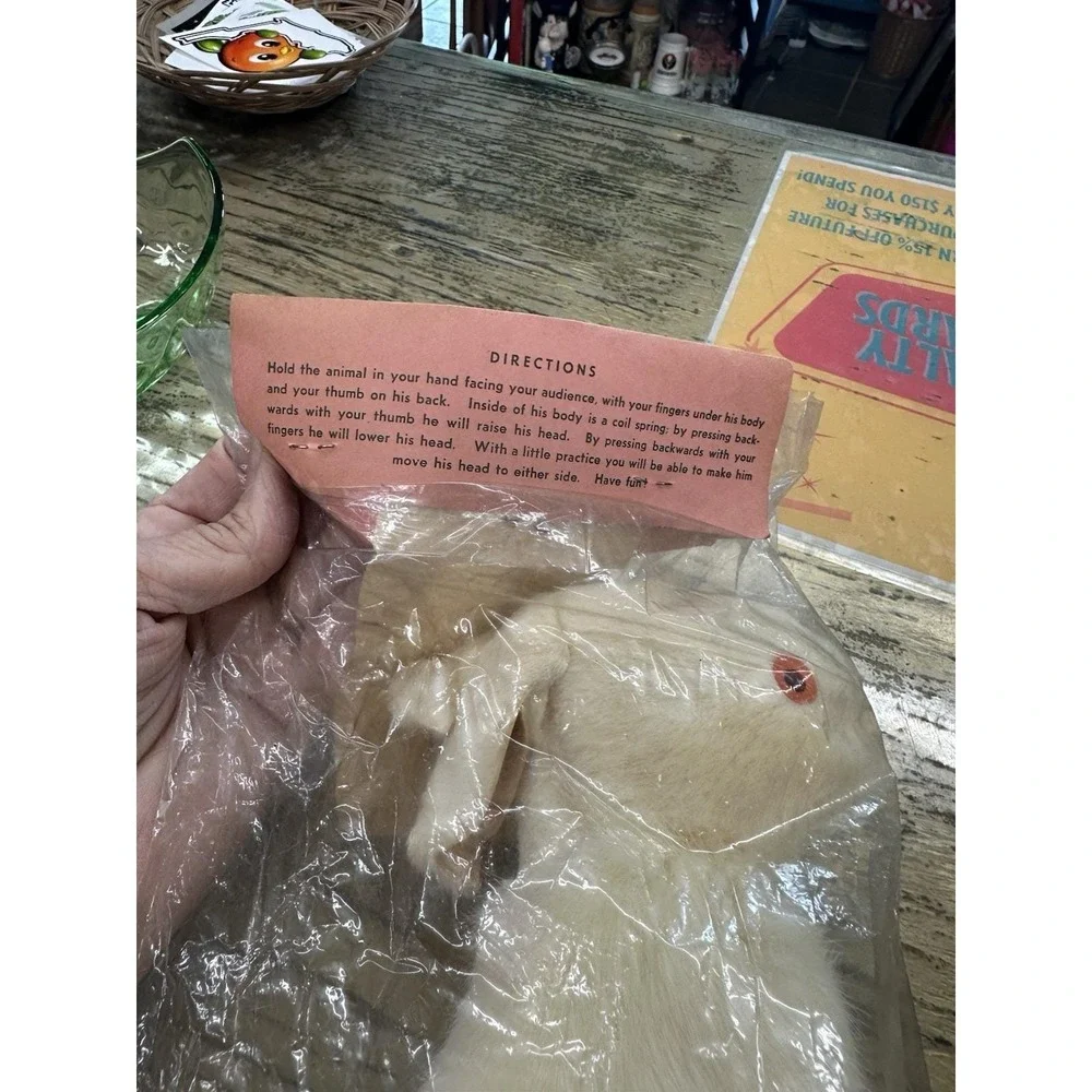 Rare NOS Magic Trick Spring Rabbit Vintage Abbotts Fur Magician Bunny
